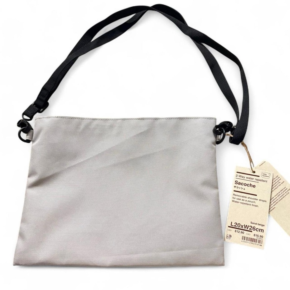 NWT MUJI 2-Way Water-Repellent Sacoche Crossbody Bag — Sand Beige (Retired)